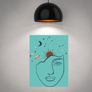 Póster Abstract Woman and the Stars