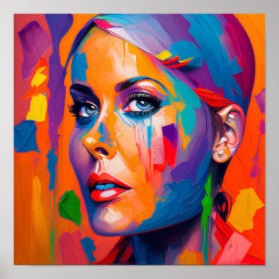 Póster Abstracta mujer pintura facial