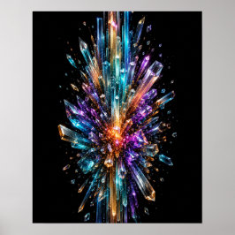 Póster abstracto 3D de explosión de cristal radian
