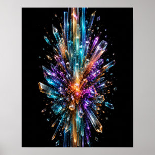 Póster abstracto 3D de explosión de cristal radian