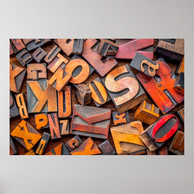 Póster abstracto alfabético - fondo de letra aleatoria (Frente)