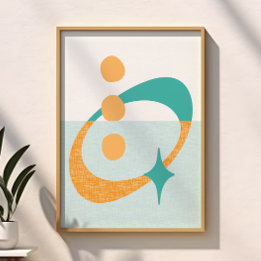 Póster Abstracto Atómico de Medianos del Siglo Aqua, Nara