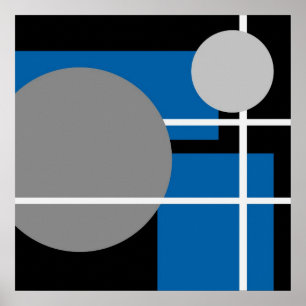 Póster Abstracto azul gris negro AP0001