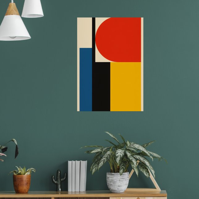 Póster abstracto Bauhaus | Rojo Azul Amarillo Auda (Salón 1)