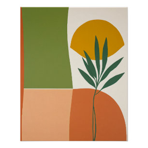 Póster abstracto bohemio planta sol