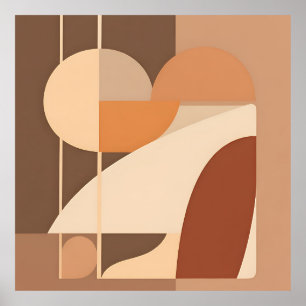 Póster Abstracto Boho Geométrico Terracota Moderno