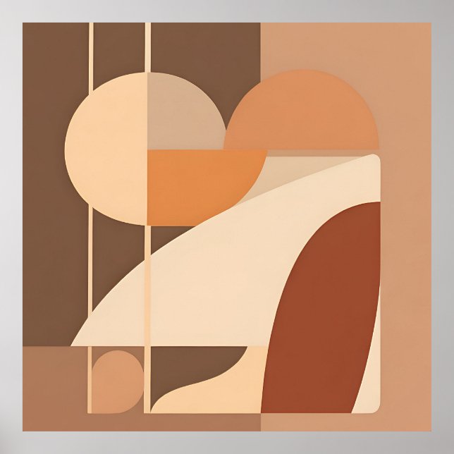 Póster Abstracto Boho Geométrico Terracota Moderno  (Frente)