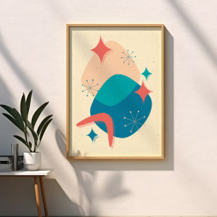 Póster Abstracto Boomerang Estelar de la Era Atómica de M