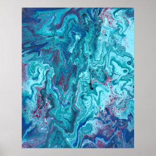 Póster abstracto de acrílico azul fluyente Baby Bl