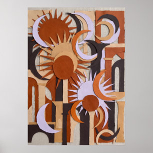 Póster abstracto de círculo naranja retro