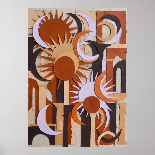 Póster abstracto de círculo naranja retro (Frente)