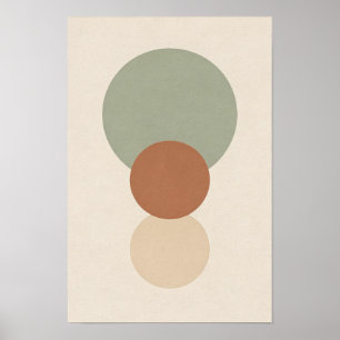Póster abstracto de círculos apilados de terracota