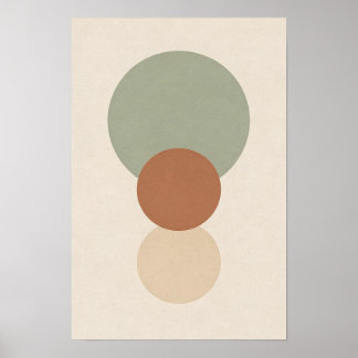 Póster abstracto de círculos apilados de terracota