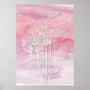 Póster Abstracto de color rosa oscuro de la acuarela y lo