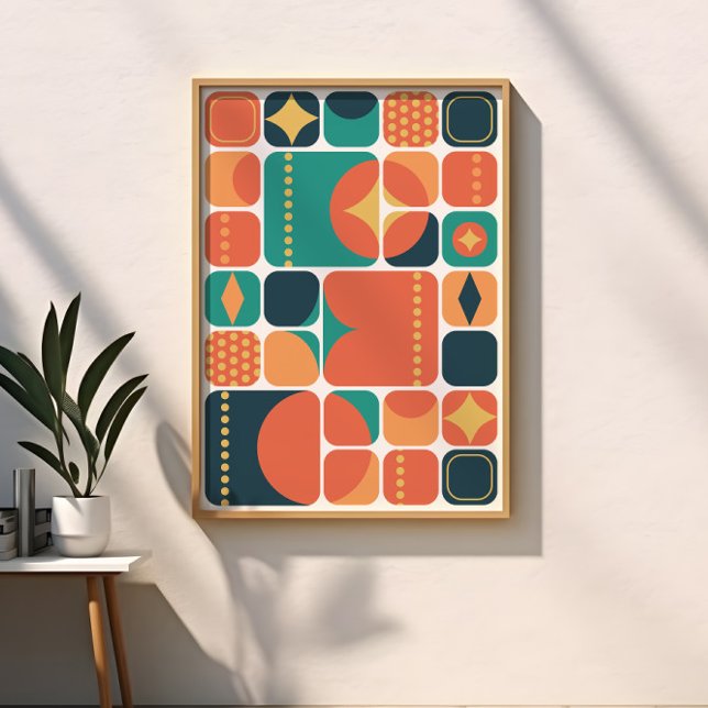 Póster Abstracto de Época Media Atómico Carbón, Turquesa, (Subido por el creador)