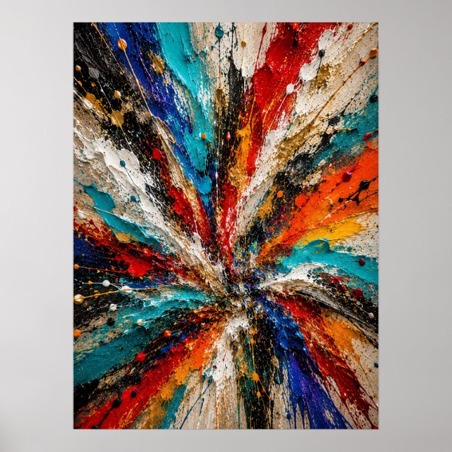 Póster abstracto de explosión de color (Frente)
