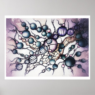 Póster abstracto de flujo dinámico neurográfico