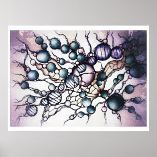 Póster abstracto de flujo dinámico neurográfico