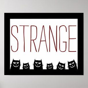 Póster abstracto de gato negro "EXTRAÑO"
