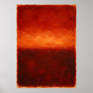 Póster Abstracto de horizonte naranja carmesí con textura