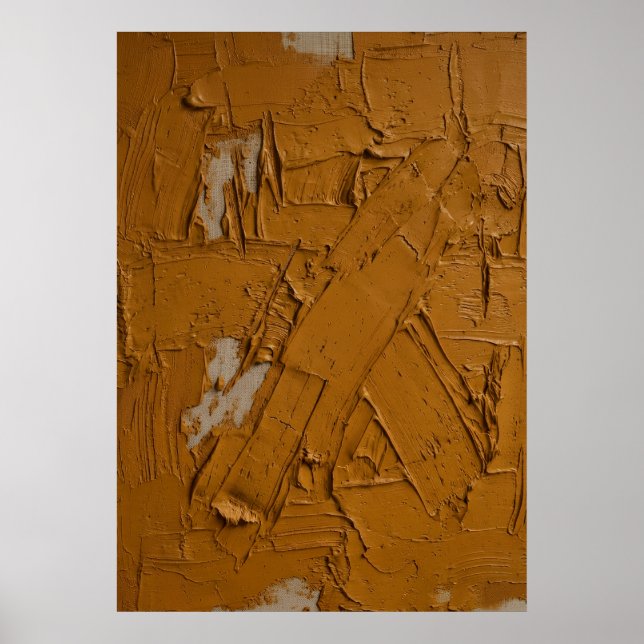 Póster abstracto de Impasto de Siena quemada | Tex (Frente)