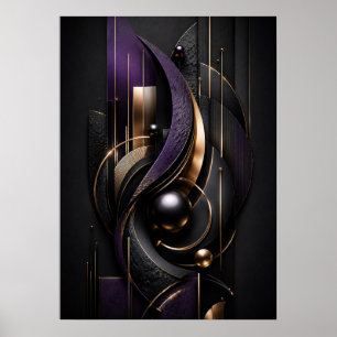 Póster abstracto de lujo Violet Midnight 3D