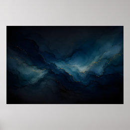 Póster abstracto de marea profunda azul marino tea