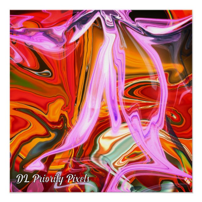 Póster abstracto de mármol liquido colorido brilla (Anverso)