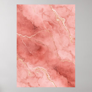 Póster abstracto de mármol rosa dorado rubor