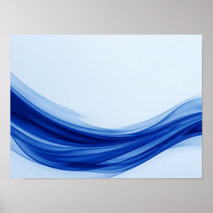 Póster abstracto de onda de fluido azul zafiro