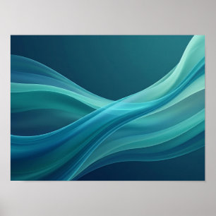 Póster abstracto de ondas de cinta fluyendo en azu