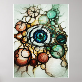 Póster abstracto de percepción ocular neurográfica