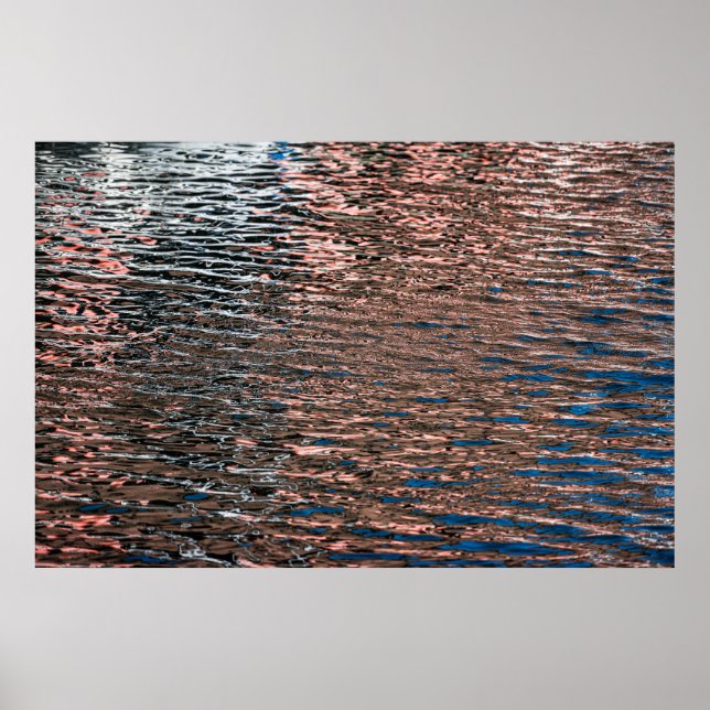 Póster abstracto de reflejos de agua en color (Frente)
