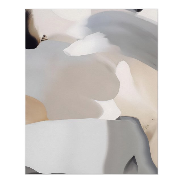 Póster Abstracto de Tierra Neutral con Formas Orgánicas (Anverso)