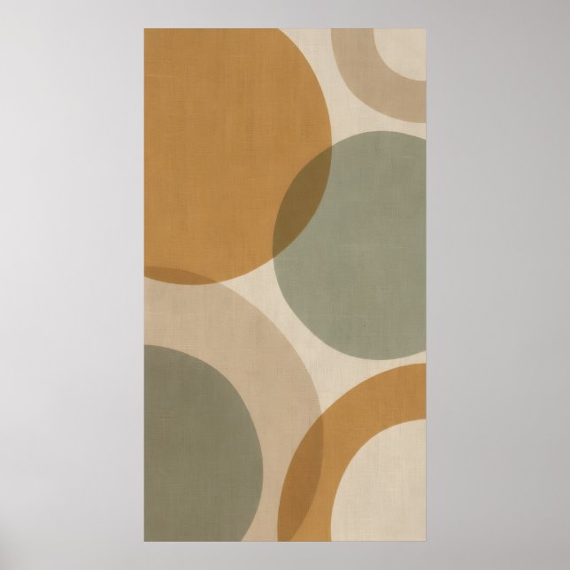 Póster abstracto del círculo de mostaza y salvia (Frente)