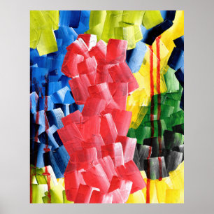 Póster Abstracto en negrita en rojo, azul, amarillo y ver
