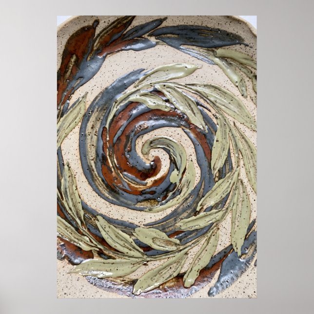 Póster abstracto espiral tono tierra (Frente)