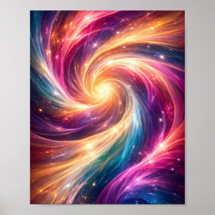Póster abstracto estético de vórtice de color cósm