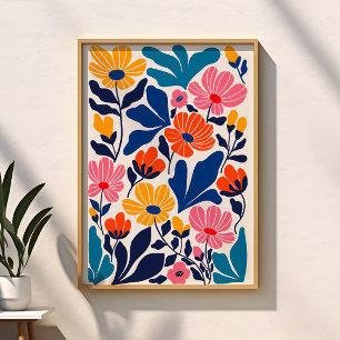 Póster Abstracto Floral Contemporáneo Inspirado en Matiss