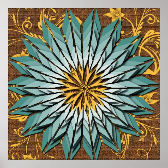 Póster abstracto floral tonos terrosos (Frente)
