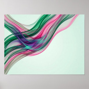 Póster abstracto fluido de magenta esmeralda entre