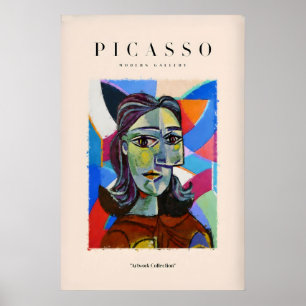 Póster abstracto fragmentado del retrato de mujer