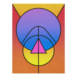 Póster abstracto geométrico de círculos y líneas c