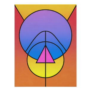 Póster abstracto geométrico de círculos y líneas c