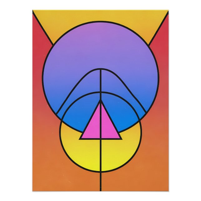 Póster abstracto geométrico de círculos y líneas c (Anverso)