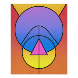 Póster abstracto geométrico de círculos y líneas c