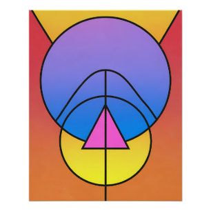 Póster abstracto geométrico de círculos y líneas c