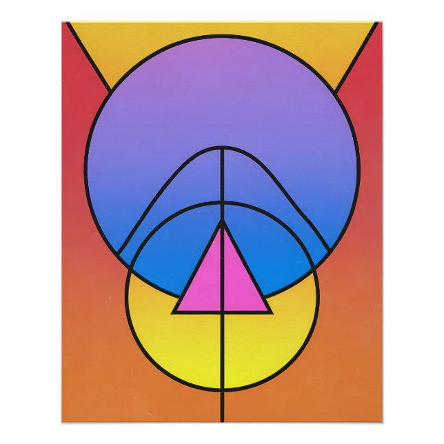 Póster abstracto geométrico de círculos y líneas c (Anverso)
