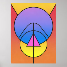 Póster abstracto geométrico de círculos y líneas c