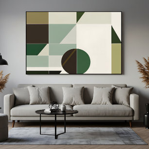 Póster Abstracto Geométrico de Tonos Terrestres Modernos